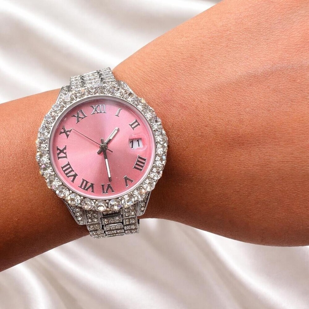 Women's Silver and Pink Watch